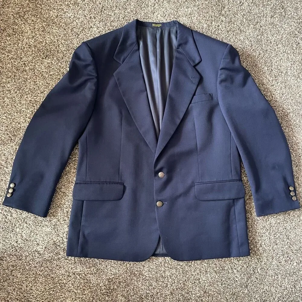 Oscar de la Renta navy blue two button suit jacket blazer men’s size 44R